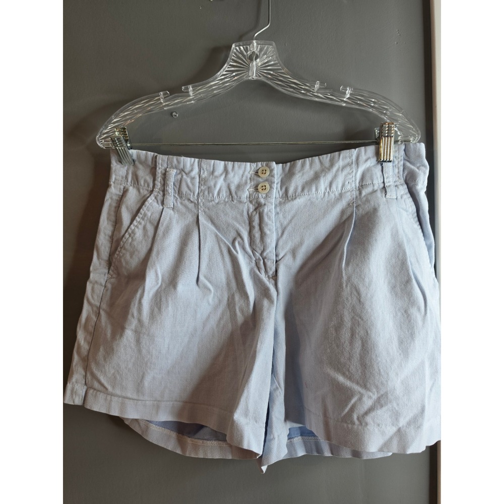 Tommy Hilfiger Womens Light Blue Oxford Cloth Pleated Shorts Size 12 Preppy